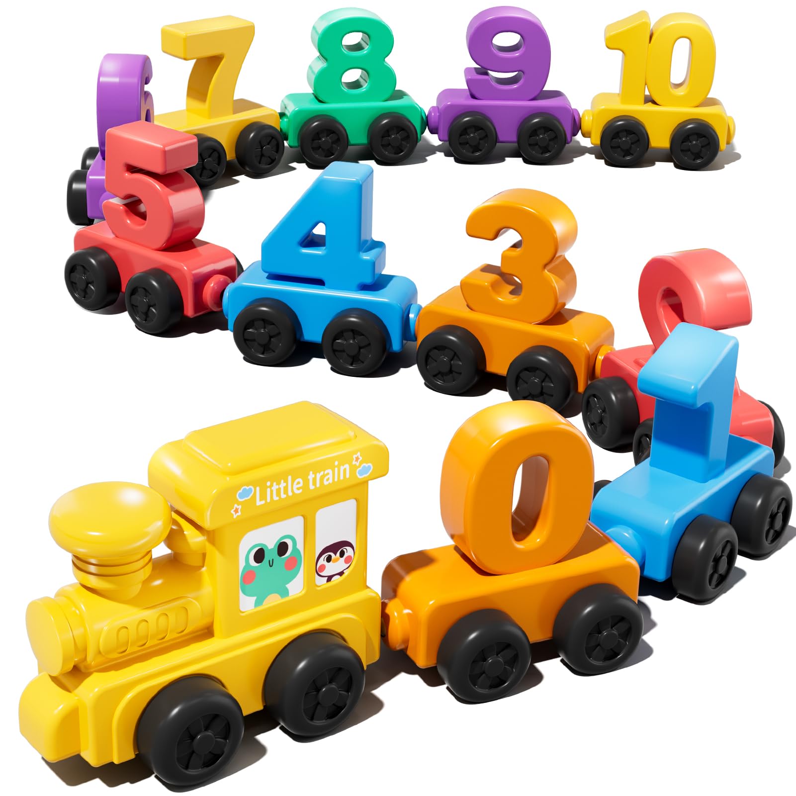 TEMI Magnet Number Train Set for Kids Ages 3-5 - Counting, Color Sorting & Math Play Set with Friction-Power, Hand-Eye Coordination Toy - Gifts for Boys & Girls 3-8