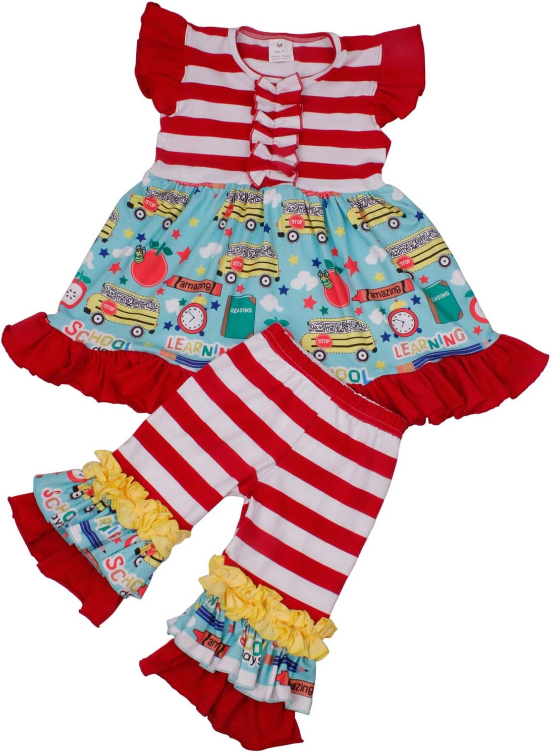 Baby Girl 2Pcs Boutique Clothing School Bus Print Girl Back to School Outfits