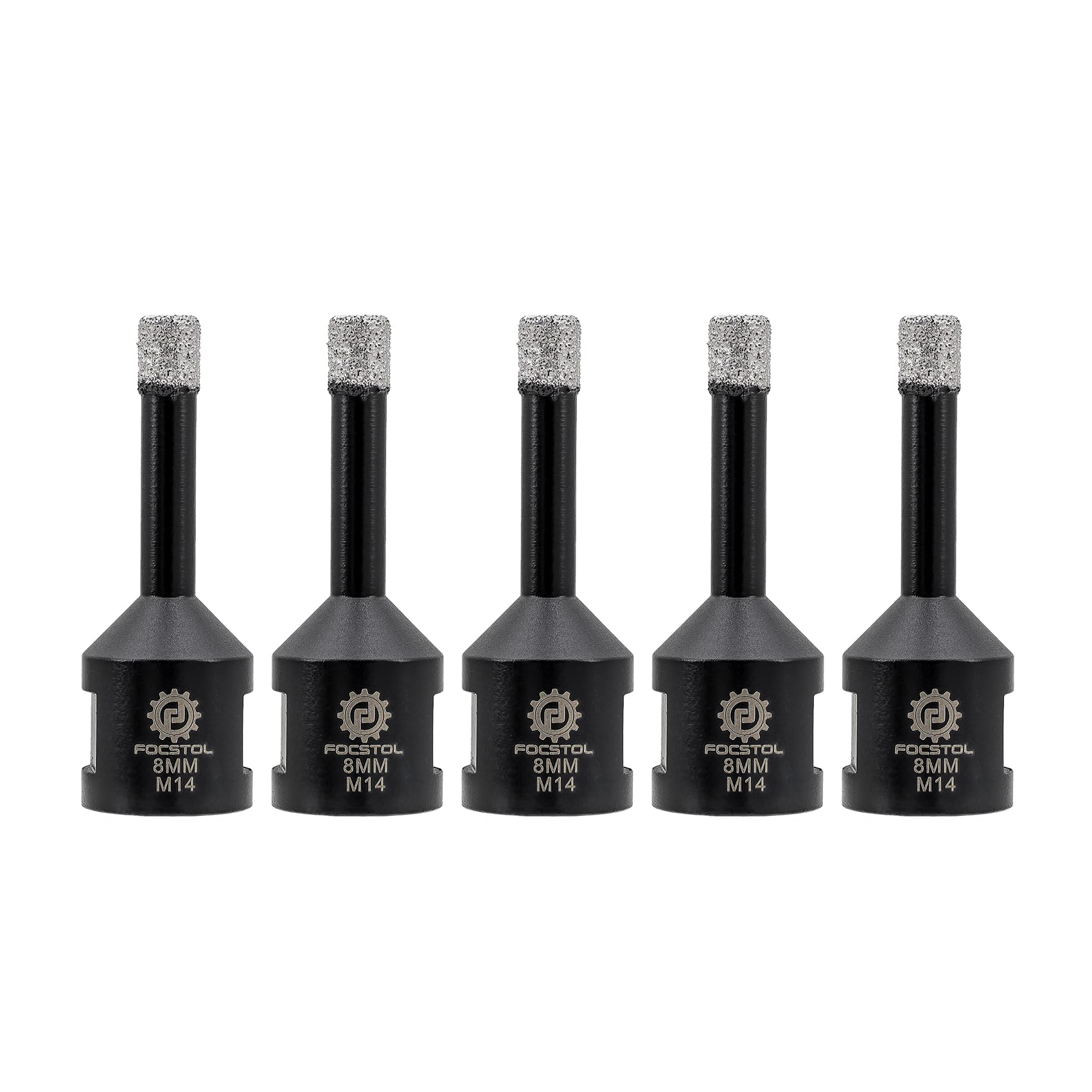 FOCSTOL Diamond Core Drill Bit - 5pcs 8mm Diamond Hole Saw for Porcelain Ceramic Tile Marble Granite Quartz M14 Thread — image 1
