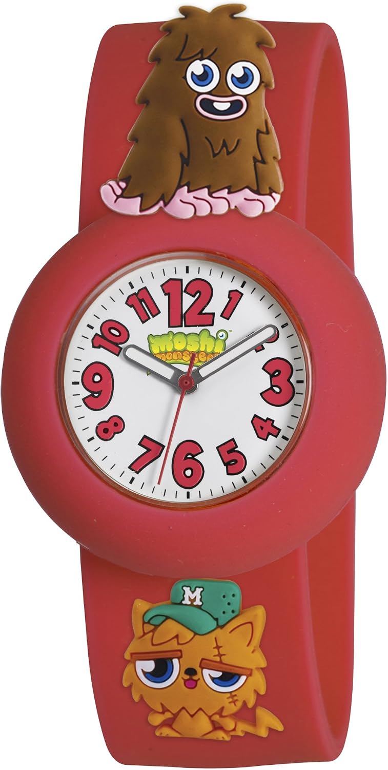 Moshi Monster Children's Quartz Watch with White Dial Analogue Display and Red Silicone Strap MMFU-0002, Small