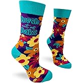 Fabdaz Women's Novelty Floral Crew Socks with Funny Saying - Fresh Out of F-cks - 1 Pair - 1 Size Fits Most