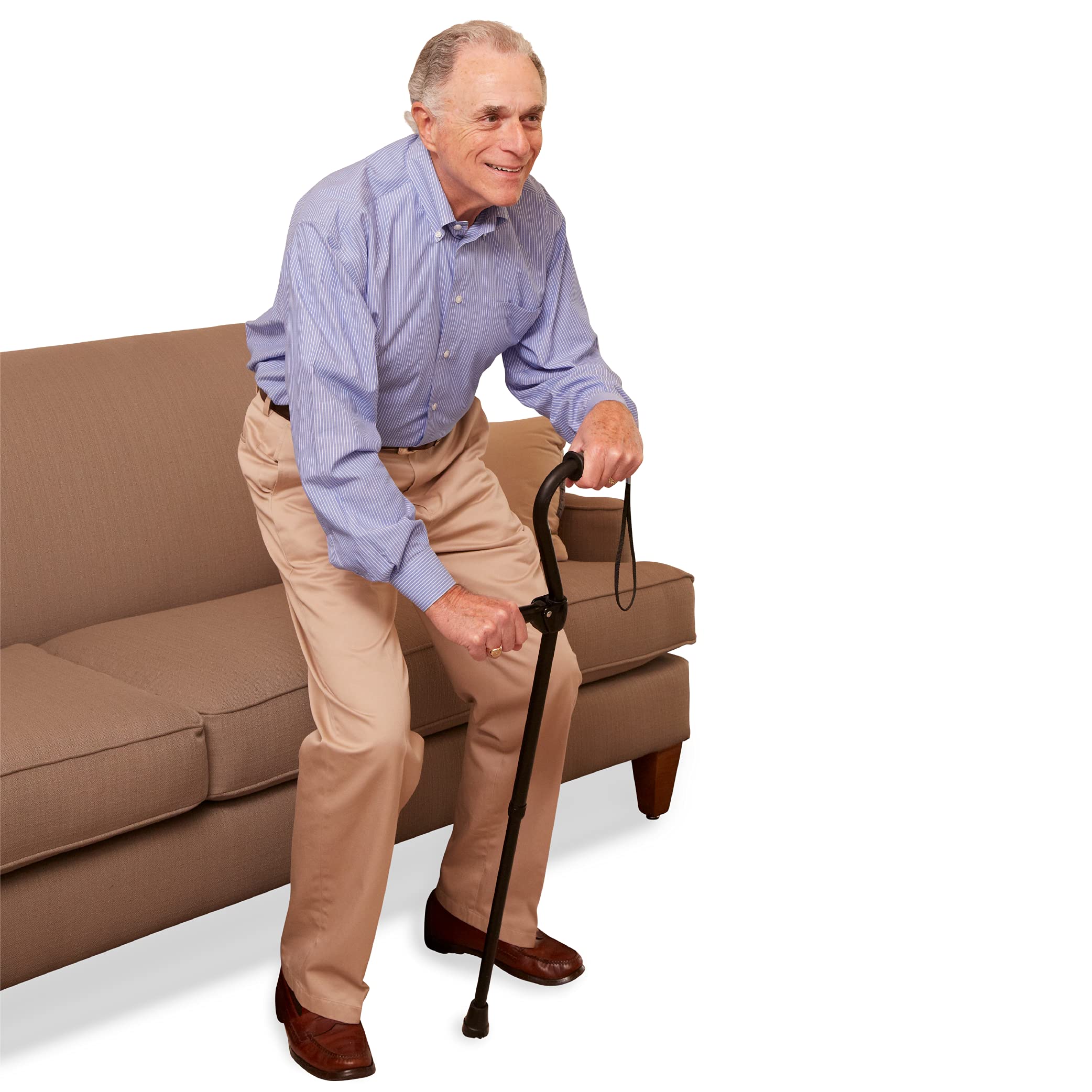 Carex Stand Assist Walking Cane - Includes Secondary Flip Down Handle for Added Support - Uplift Cane and Walking Stick for Seniors, Elderly, Disabled