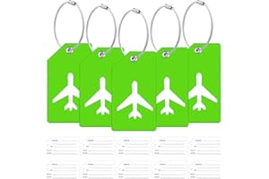 ZFAMYZH 5Pack Silicone Luggage Tag with 10 Name ID Cards Perfect to Quickly Spot Luggage Tags for Suitcases Partial Privacy Cover & Stainless Steel Loops for Secure Fastening (Green)