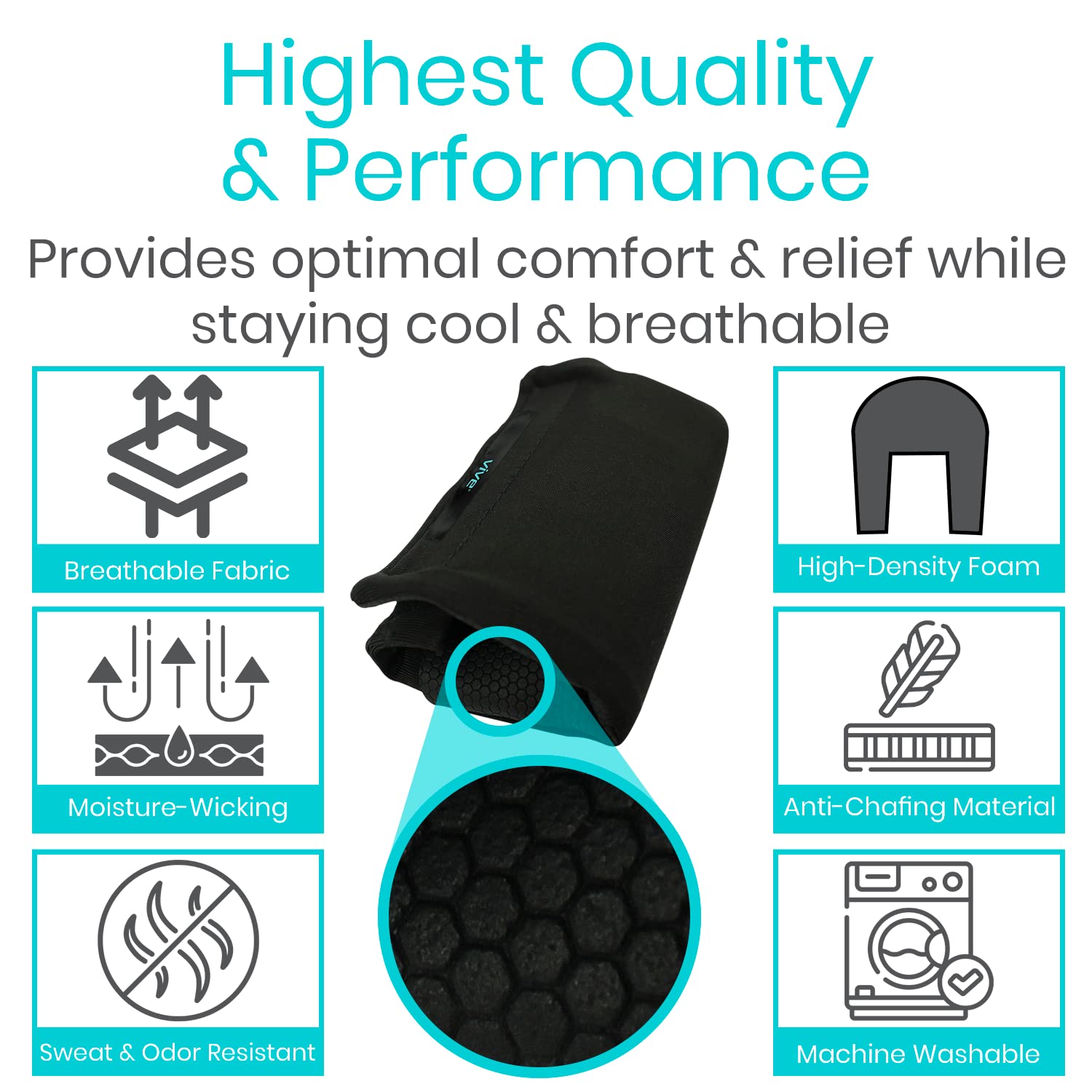 Vive Crutch Pads, Bag, & Hand Grips (5 PCS) - Crutches for Adults Armpit Padding, Hand Grips, Accessories Pouch - Soft Tips Medical Padded Handles for Kids, Men, Women - Lightweight