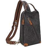 KL928 Canvas Sling Bag Crossbody Bags Small Backpack Pack Travel Purse Convertible Purses for Women Men