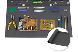ESOLDNIC Extra Large Soldering Mat, 27.6''x15.7'' Oversized 932°F Heat Resistant Silicone Workbench Mat, Large Repair Mat for Electronics Phone Laptop Repair, BGA Soldering Gun Iron (Grey)