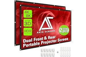 Akia Screens Dual Projector Screen Rear Front 120 inch 16:9 Portable Foldable Anti-Crease 8K 4K Ultra HD 3D Ready Indoor Outdoor Movie Home Theater Video AK-DIYOUTDOOR120H1