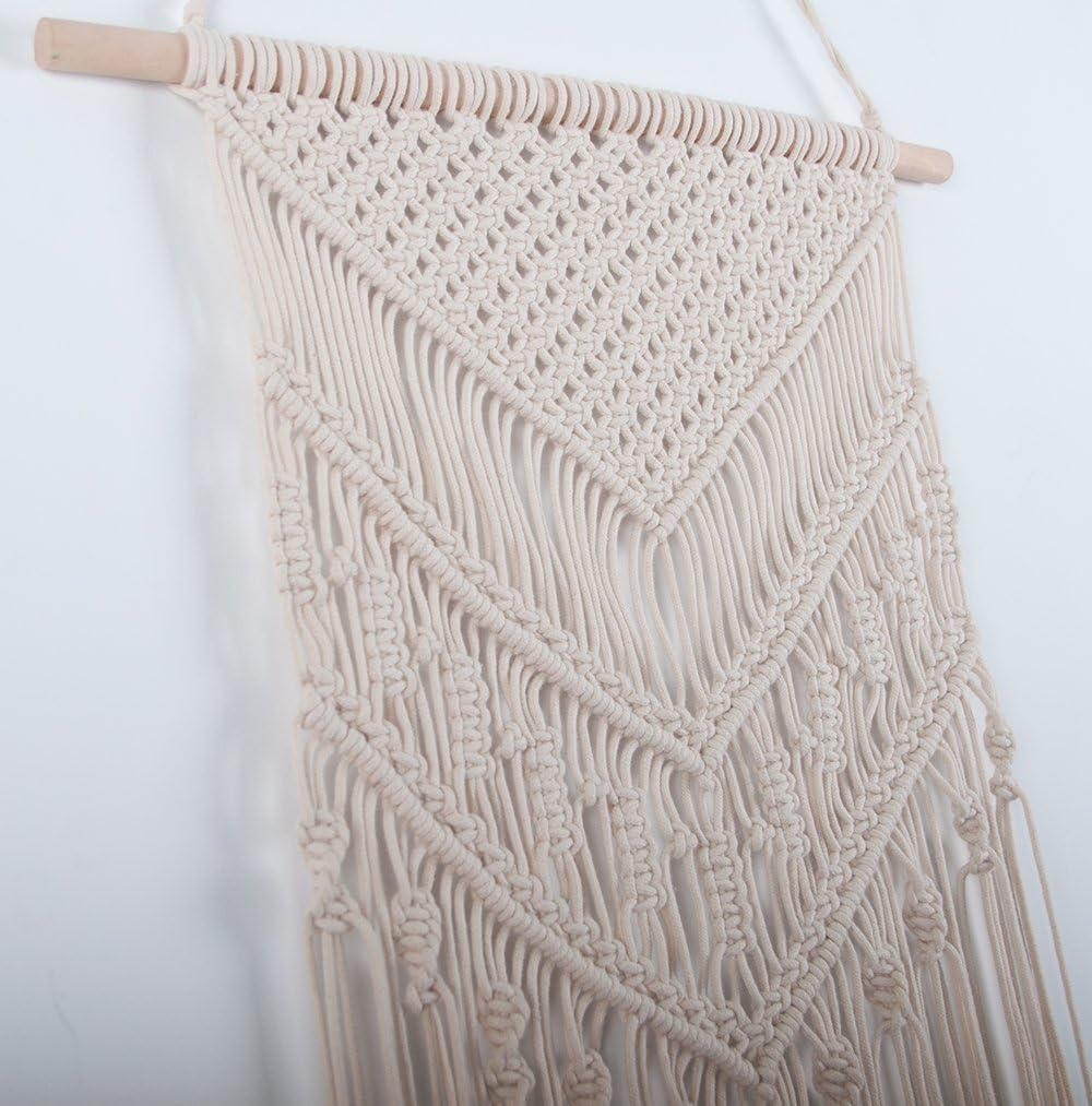 Macrame Woven Wall Hanging - Boho Chic Bohemian Home Geometric Art Decor - Beautiful Apartment Dorm Room Decoration, 16"W x 33"L: Home & Kitchen
