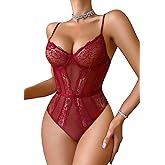 Avidlove Women Lingerie Bodysuit Lace Teddy Snap Crotch One Piece Underwire Babydoll