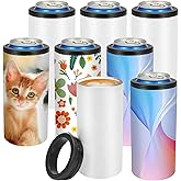 8 Pack Sublimation Slim Skinny Can Cooler Blank Sublimation Can Holder Stainless Steel Insulated Can Cooler Sublimation Tumbler Vinly Gifts, White 12oz