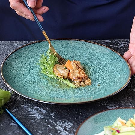 BaoKangShop Platos para microondas Patrón de Pavo Real Verde Placa ...