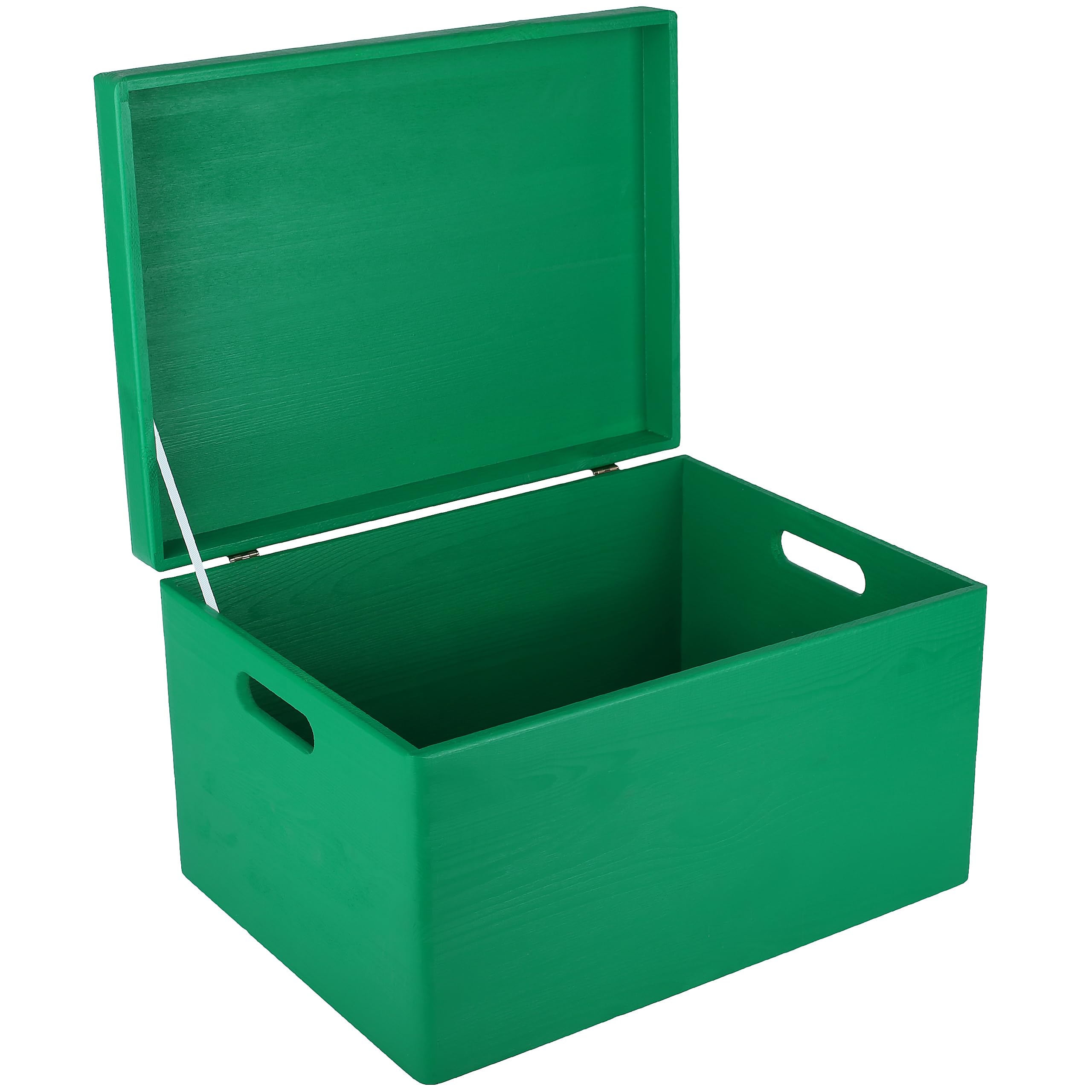 Creative Deco XXL Large Green Plain Wooden Storage Box Chest | 40x30x24 (+/-1 cm) | Hinged Lid & Handles | Easter Gift Box Storage | UNSANDED Wood Keepsake Memory Craft