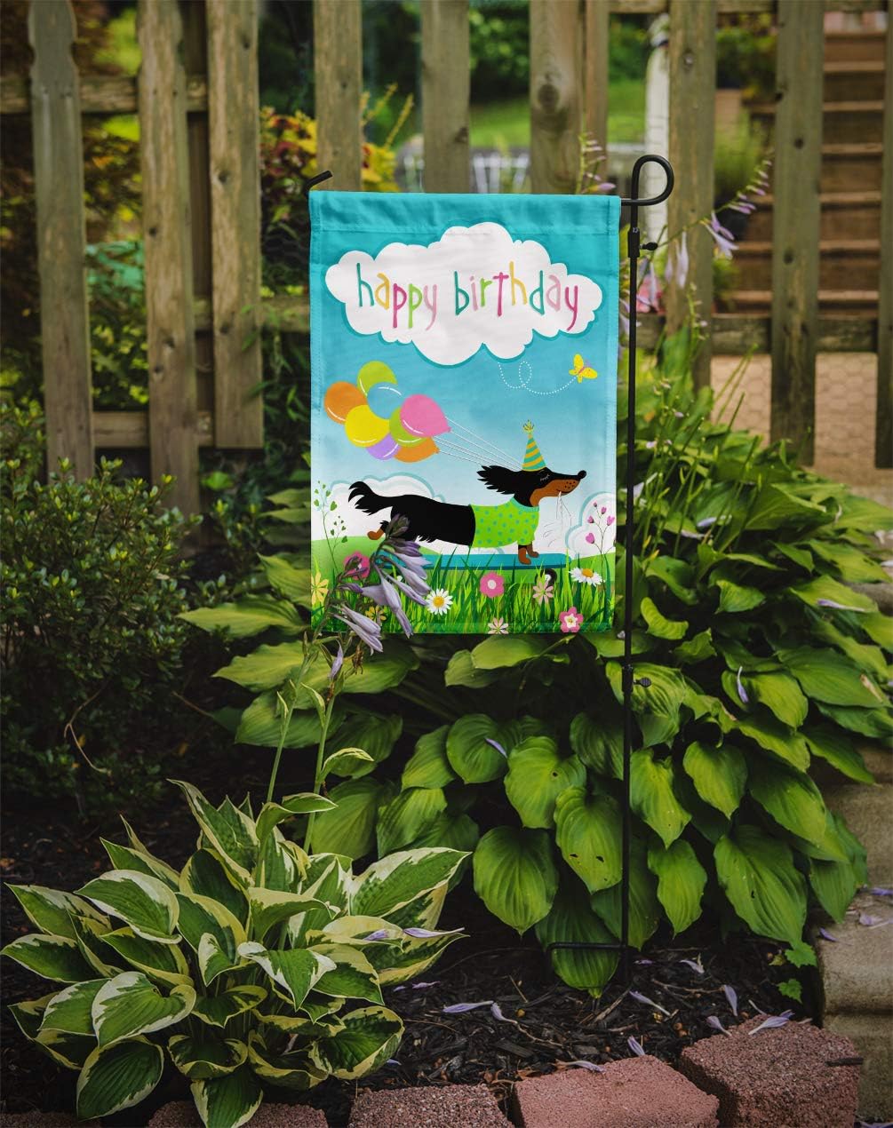 Caroline's Treasures VHA3029GF Happy Birthday Dachshund Garden Outdoor-Flags, Multicolor - Image 3