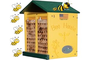 JCs Wildlife Double-Wide Large Poly Lumber and Pine Mason Bee House - Attracts Bee Pollinators in Your Garden - Handmade in The USA