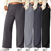 Neer 4 Pack Women's Plus Size Lounge Pants, High Waisted Wide Leg Front Seam Sweatpants Yoga Casual Baggy Pants with Pockets