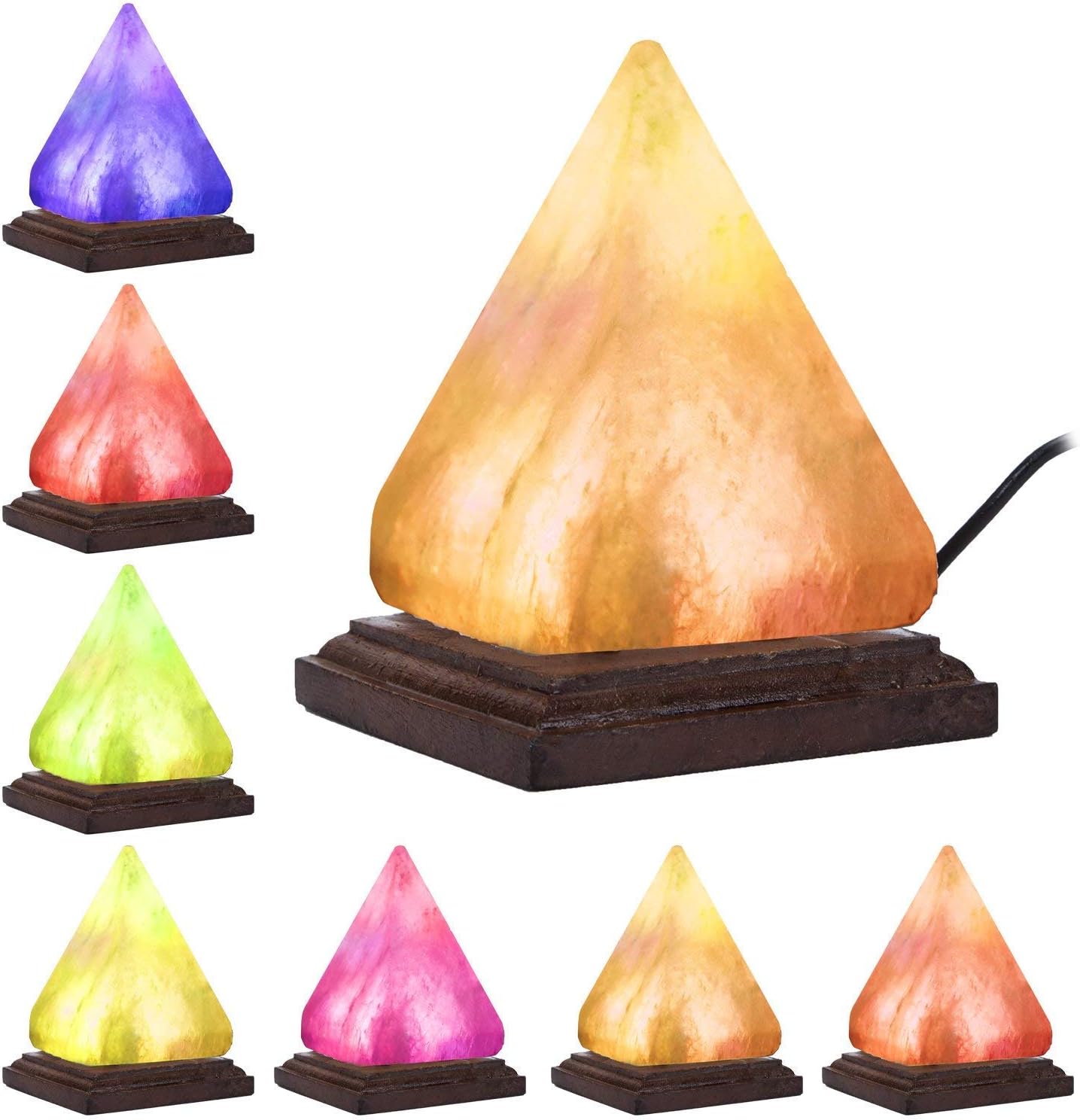 ALL NATURALS Himalayan Rock Salt Unique Diwali Gift Himalayan Pink Salt USB Lamp Pyramid Shape 4.5 Inch Height Color Changing LED