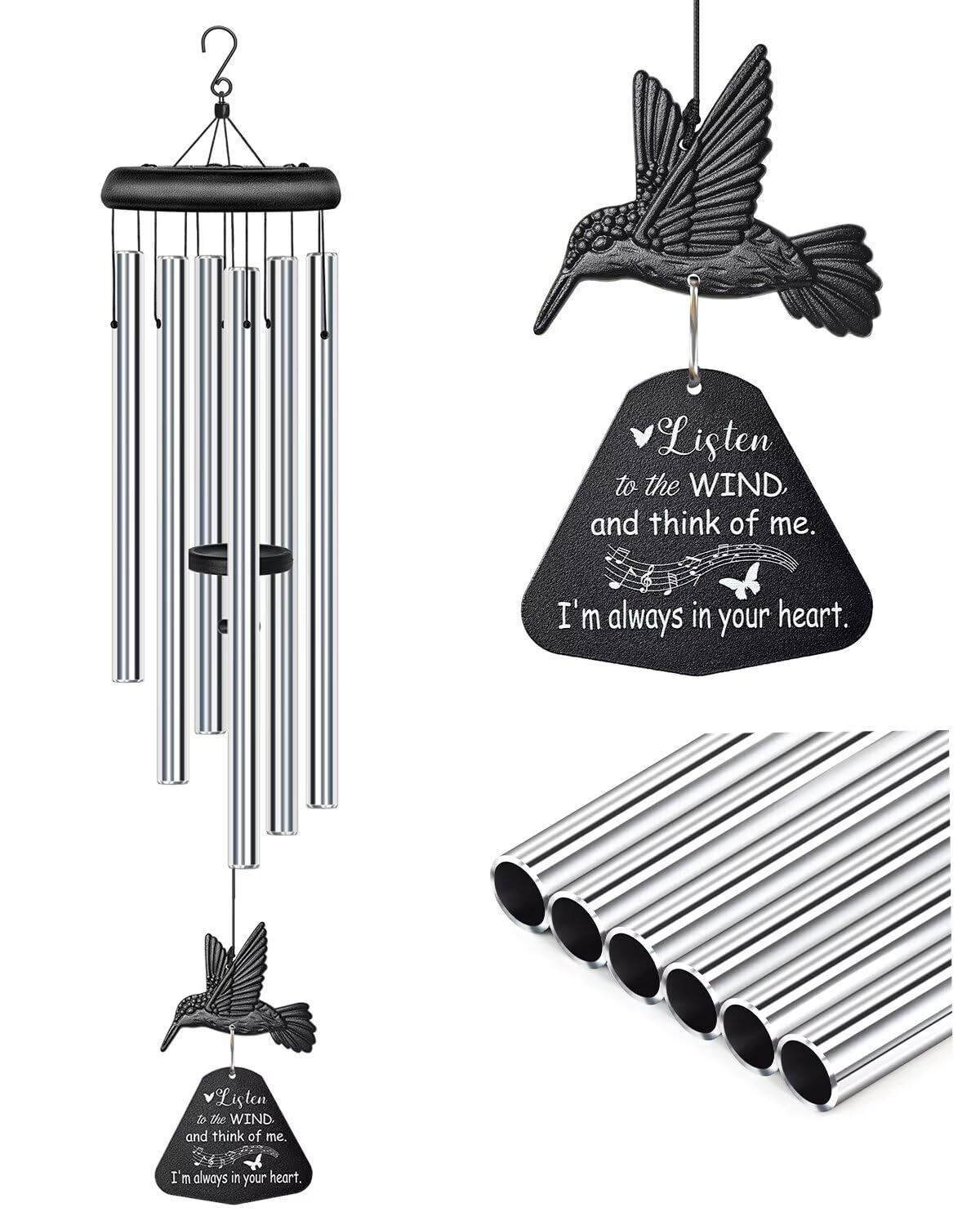 Sympathy Wind Chimes for Outside Deep Tone, Memorial for Loss of Loved One Prime, Bereavement Condolence Remembrance Funeral Gifts for Grieving Friends Loss of Mother Father Image