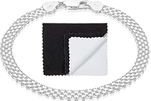 THE BLING FACTORY Women's 5.3mm Solid .925 Sterling Silver Flat Bismark Chain Anklet