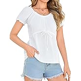 Totatuit Women's Short Sleeve Shirts Boho Summer Tunic Tops 2026 Summer Trendy Casual T-Shirts Cute Beach Outfits Blouses