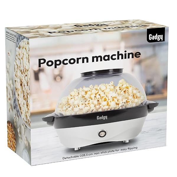 GADGY POPCORN MACHINE – 800W ELECTRIC HOT OIL POPCORN MAKER WITH NON-STICK PLATE, LID & STIRRER – LARGE 24-CUP POPPER FOR HOME, PARTIES, MOVIE NIGHT – BUTTER, SUGAR & SPICE COMPATIBLE
