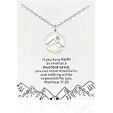 Aoemon Mustard Seed Necklace - Faith for Women, Jewelry Christian Inspirational Gifts of Snowy Mountain Necklace, Dainty with Gift Card