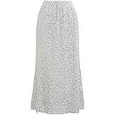 CHICWISH Women Sequin Mermaid Maxi Skirt Elegant Elastic High Waist A Line Flare Cocktail Party Glitter Long Skirts
