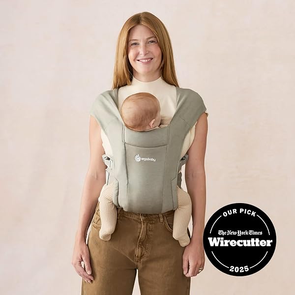 ERGOBABY EMBRACE NEWBORN BABY CARRIER FOR INFANTS 0-12 MONTHS (7-25 LBS) – ERGONOMIC 2-POSITION INFANT CARRIER WITH HEAD AND NECK SUPPORT, HIP-HEALTHY POSITIONING – OLIVE