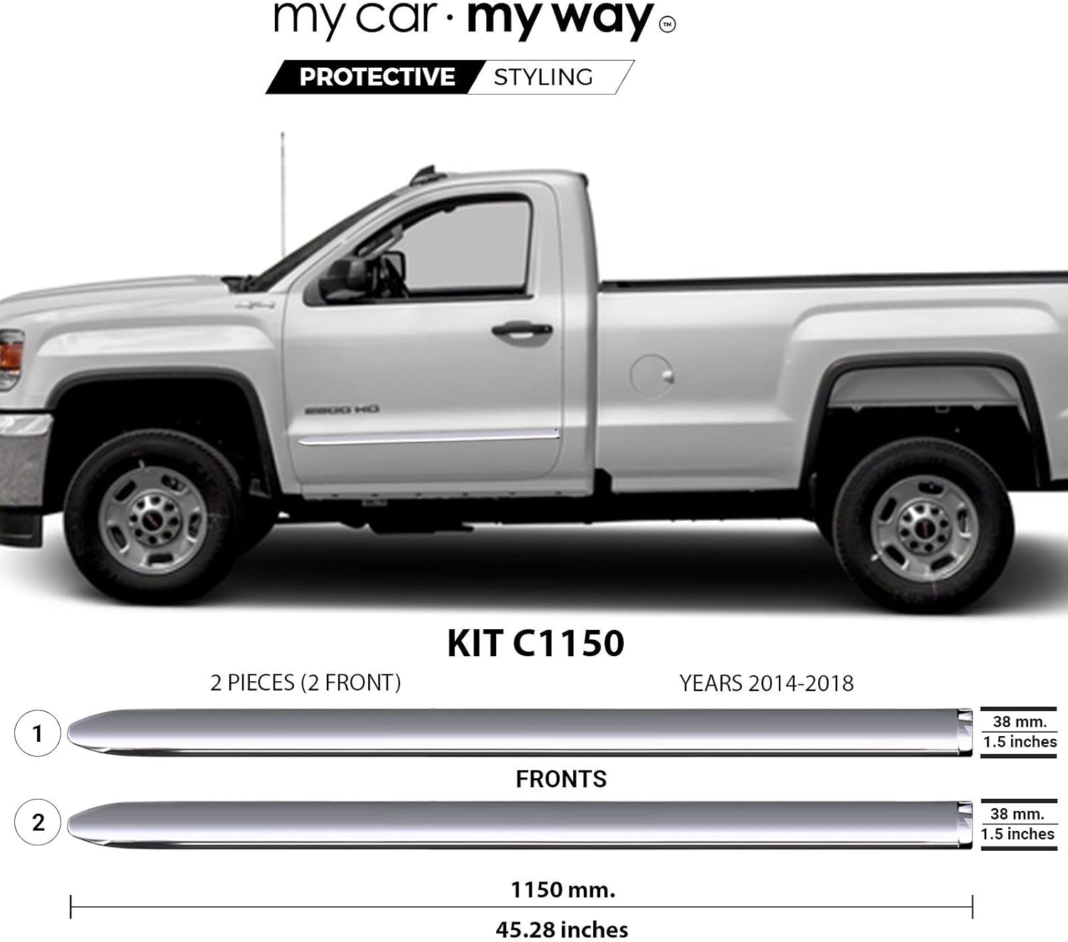 MY CAR MY WAY Chrome Body Side Molding Cover Trim Door