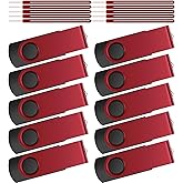 Kepmem Bulk Flash Drive 64GB Pack of 10 Thumb Drives, Swivel USB 2.0 Memory Stick Portable Pen Drive 2 Gig USB2.0 Jump Drive 10 Pieces Zip Drives 2 GB Metal U Disk Red USB Drive