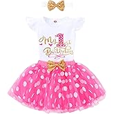 Highnesson-ww Baby Girls 1st First Birthday Outfits Romper TuTu Skirt Set with Sequins Bowknot Headband 3Pcs