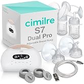 Cimilre S7 Dual Pro Double Electric Breast Pump with Independent Control | Dual motors with separate control for each side, rechargeable battery, lightweight 1.03 lb, Sync Mode and LCD display