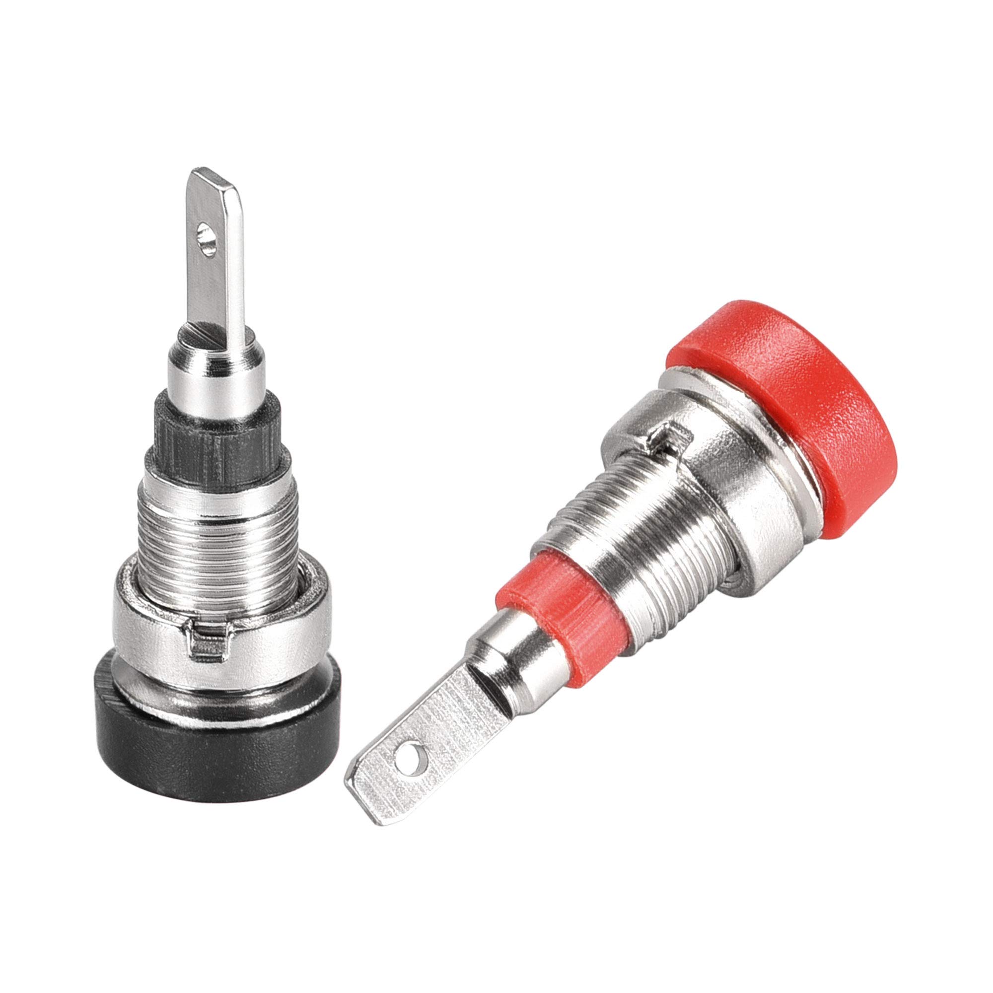 sourcing map 10pcs 2mm Banana Jack Binding Post Female Socket Plug Terminal Connector 24A for Loudspeaker Amplifier Red Black