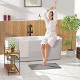 HITSLAM Shower Mat Non Slip 60x40 cm Drain Quick Dry Grey PVC Loofah view 8