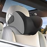 BEBAS Car Headrest Pillow, Memory Foam Neck Support Pillow for Cars - Ergonomically Designed for Long Drives, Travel & Commuting, Pain Relief with Removable & Washable Cover (Black, 1-Pack)