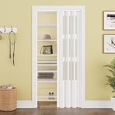 36" x 80" 3-Lites Acrylic Glass &amp; PVC Accordion Door Interior with Handle | Double Walled Accordion Closet Door with Full-Side Magnetic Strip, Space Saving Accordion Doors for Doorway RV Room Divider