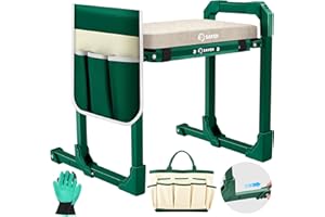 Saker Garden Kneeler and Seat Foldable Gardening Stool with Extendable Legs & Thickened Pad, Tool/Storage Bag, Heavy Duty Support for Elderly, Gardening, Outdoor Use