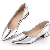 Women's Chunky Closed Toe Low Block Heels Work Pumps Comfortable Dress Wedding Shoes for Party Office