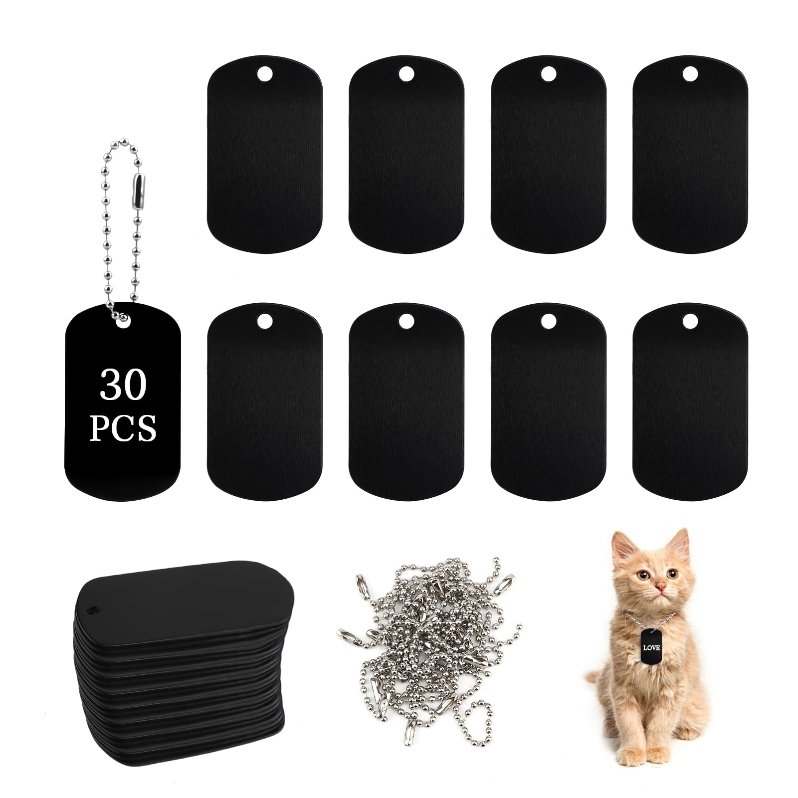 LALAGO 30 Pieces Blank Aluminum Stamping Dog Tag Color Can Engraving, Personalized Dog Tag, No Chain, Aluminum Tags for Bracelet Necklace Pets — image 1