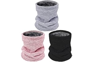 CykTxei 3Pcs Winter Neck Warmer Fleece Neck Gaiter, Warm Windproof Balaclava Face Mask Scarf for Skiing Running Hiking Cyclin