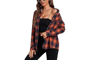 KevaMolly Plaid Flannel Shirts for Women Loose Fit Boyfriend Button Down Shirt Long Sleeve Casual Flannel Blouse Tops