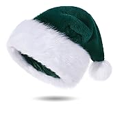 Tokforty Santa Hats for Adults, Unisex Velvet Touch Comfort Christmas Hats for New Year Festive Party Christmas Supplies