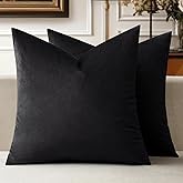 MIULEE Velvet Throw Pillow Covers 20x20 Inch, Pack of 2 - Black, Super Soft Decorative Square Cushion Cases Modern Luxury Home Decor for Sofa, Couch, Bed, Bedroom Livingroom