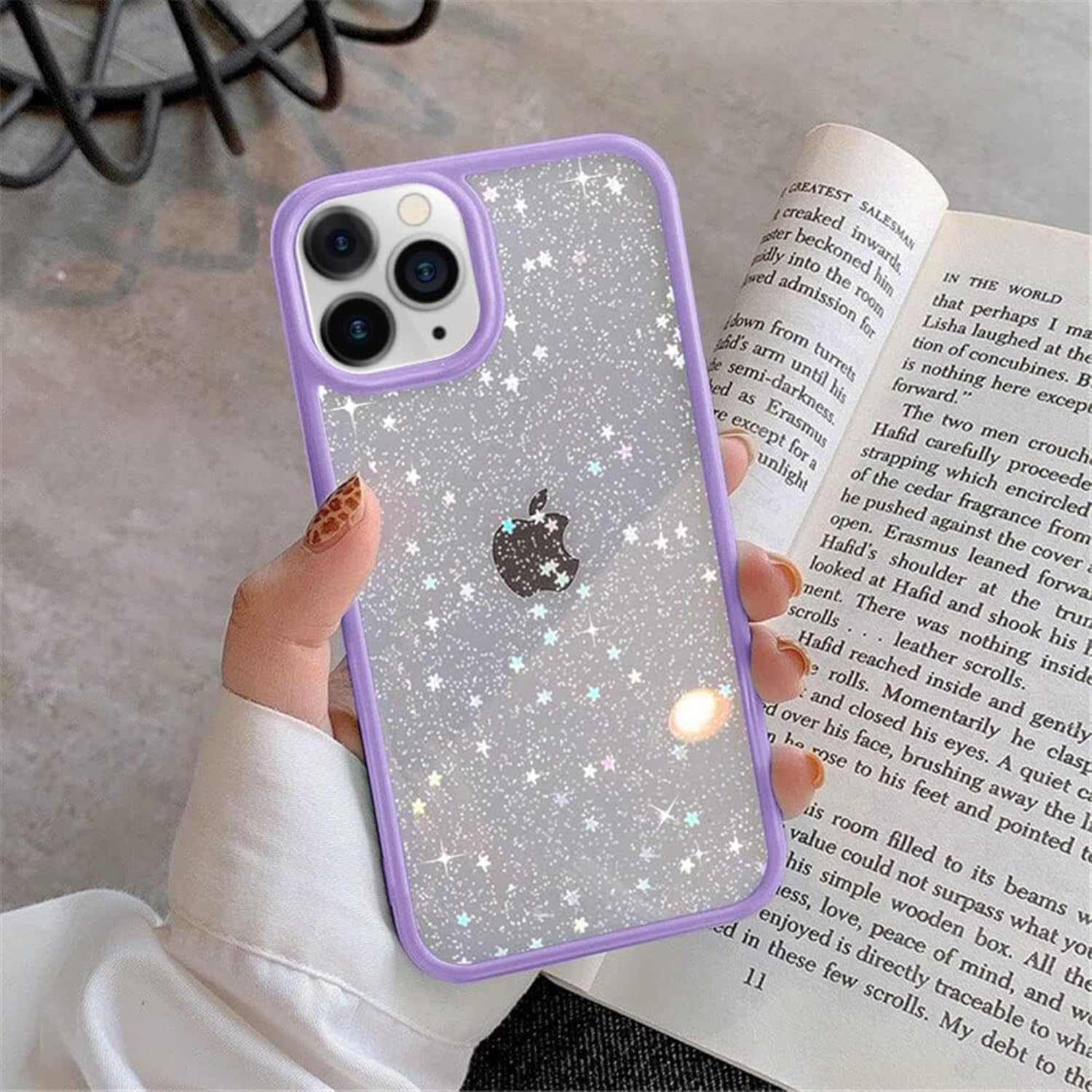 EKAM TPU Back Case for iPhone 16 Pro Max - Glitter Translucent Sparkly Bling Design for Girls Women Liquid Silicone, Anti-scratch Shockproof Protective Cases for iPhone 16 Pro Max - 6.9 Inch (Lilac)