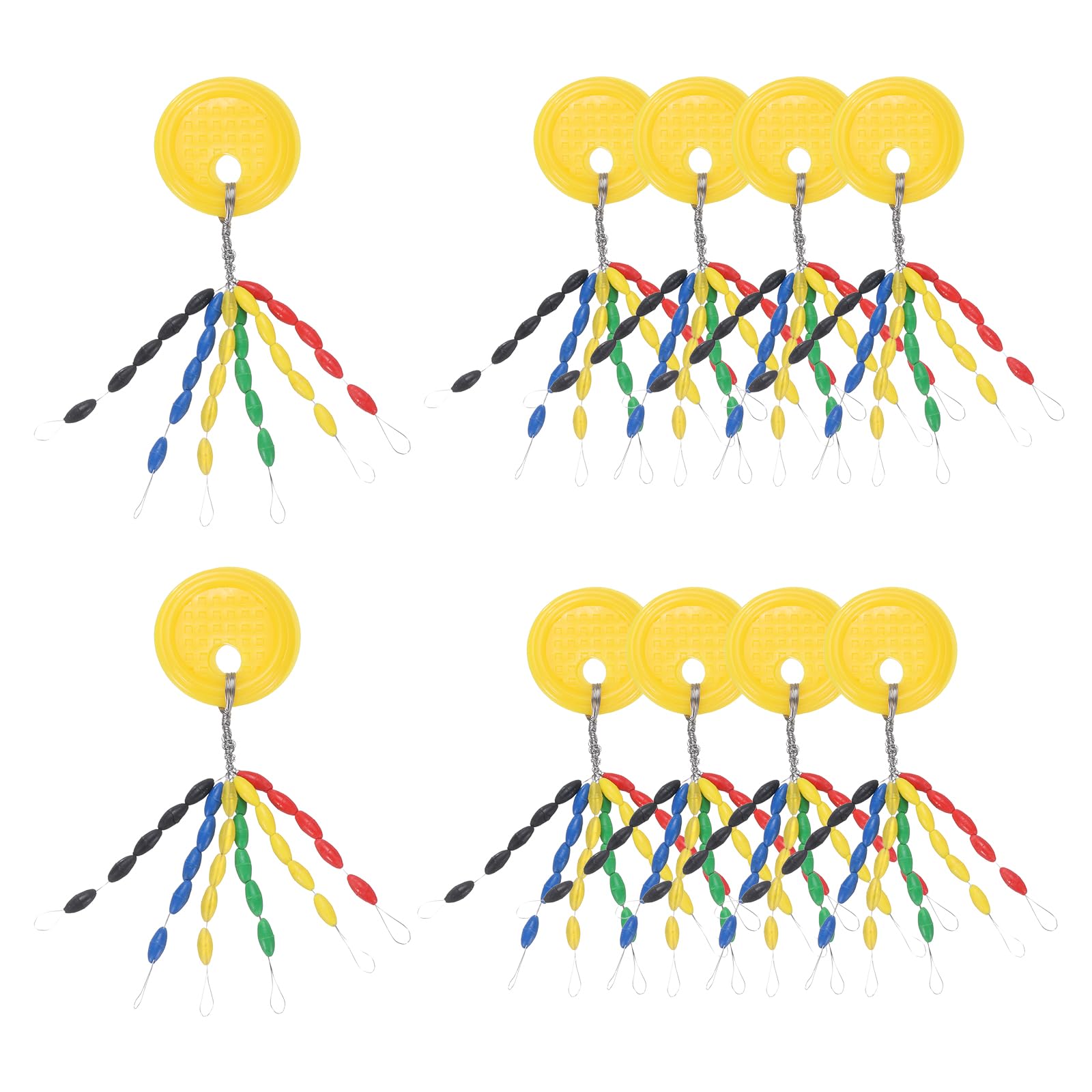 PATIKIL Fishing Rubber Bobber Beads Stoppers, 300 Pieces 6 in 1 Float Sinker Stops Oval Shape S Size for Fishing Line, Multicolor