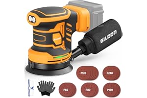 SILOON Cordless Random Orbital Sander Compatible for Dew 20V Max, 5-Inch Brushless Orbit Sander with 19000 RPM 6 Variable Speed, Electric Hand Sander With Dust Collector for Woodworking Sanding (No Battery)