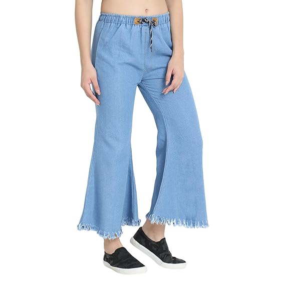 blue denim palazzo pants