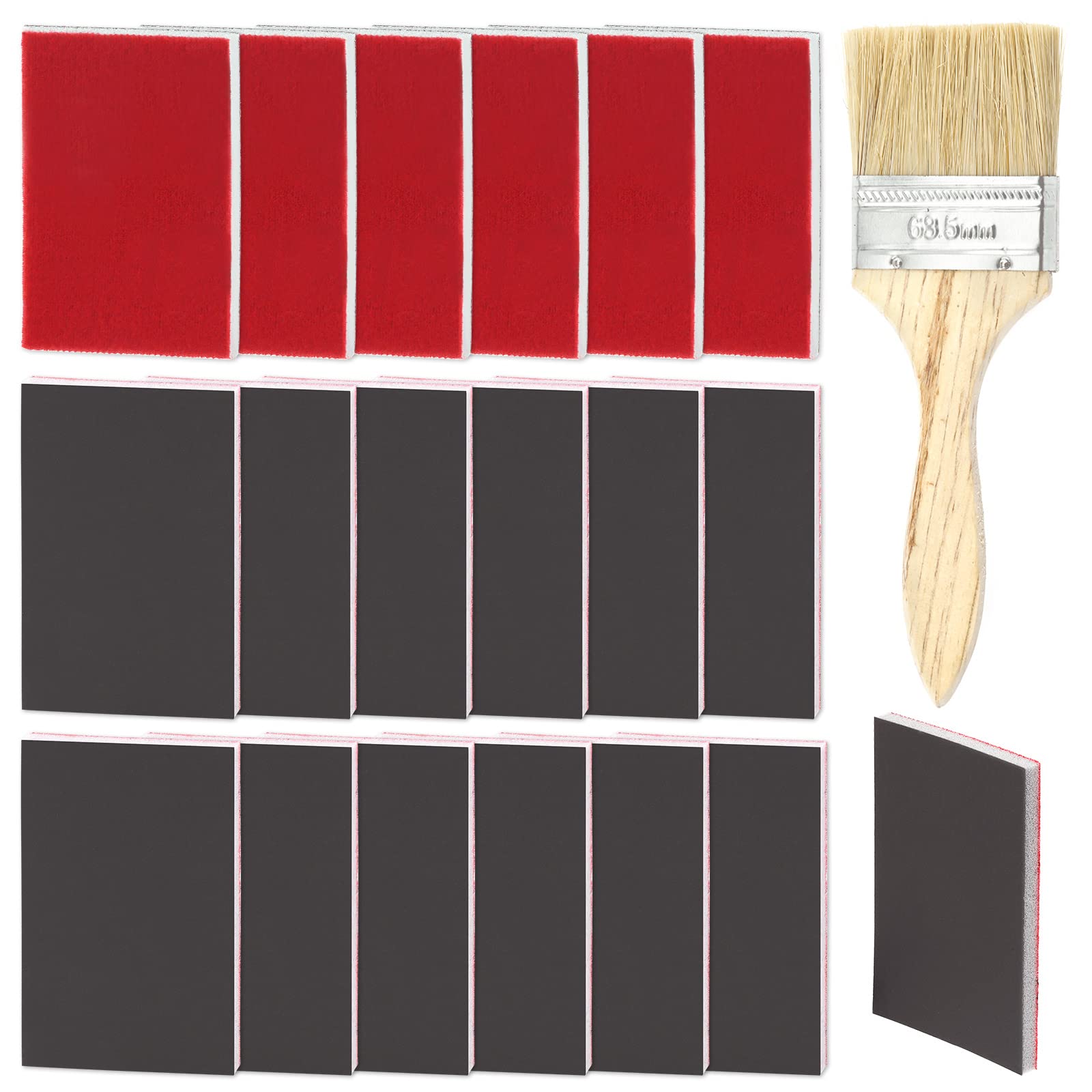 Glarks 21Pcs 2500 Grits Sanding Sponge Sanding Pads Sanding Blocks Washable Flexible Soft Foam Wet Dry with 1Pc 2.5 Inch Painting Brush