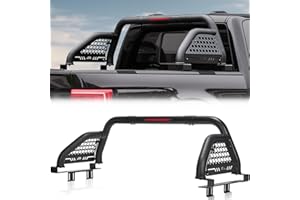 JOYTUTUS Roll Bar for Full Size Truck with Brake Light, Pickup Chase Rack Sport Bar Compatible with F150, F250, F350, Silvera