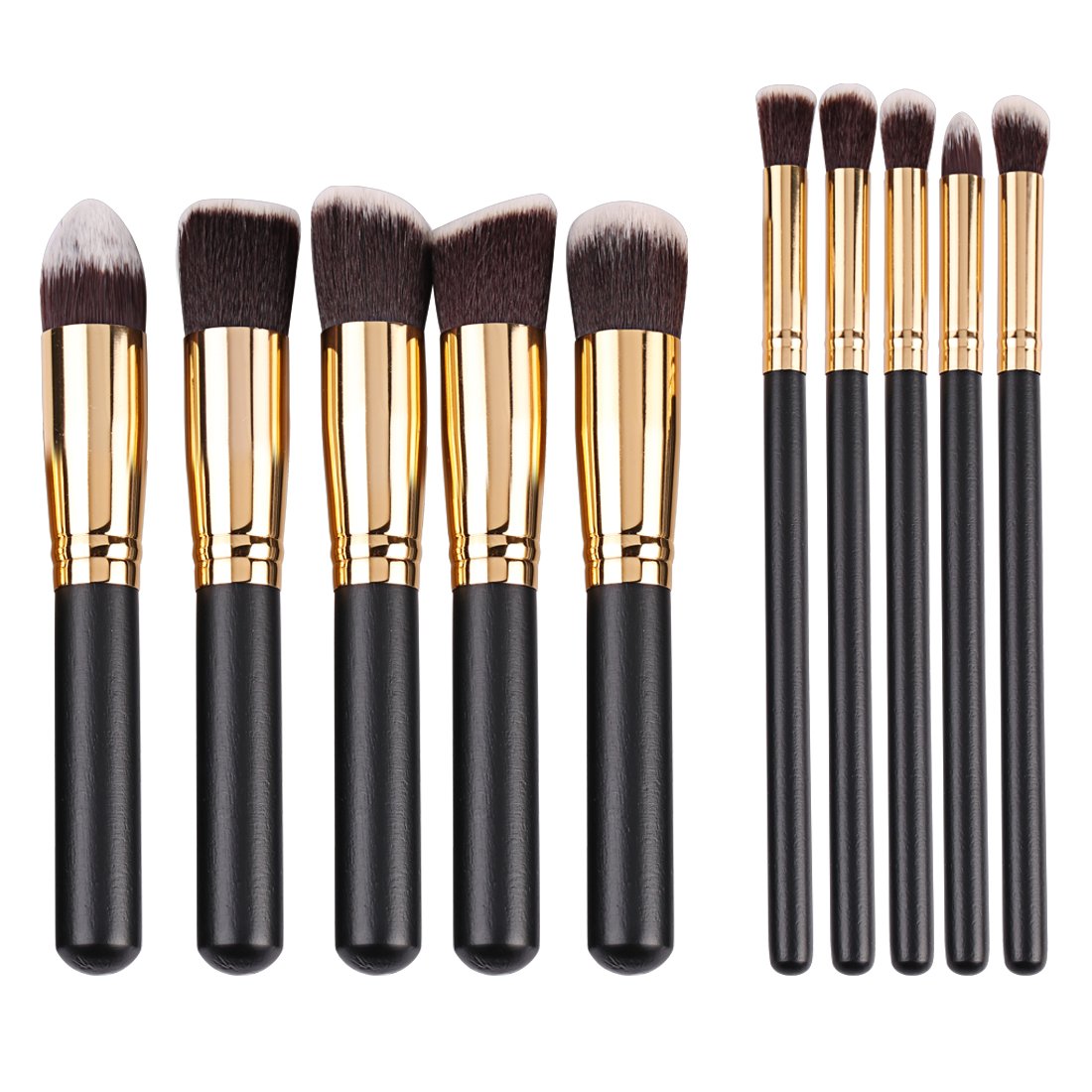Pinceaux de maquillage, 10 pièces de brosses de maquillage cosmétiques, Brosse à Blush de 10 pièces, Pinceau aux yeux, aux lèvres, aux joues,Outils cosmétiques à Pinceau de Poutre Correcteur (Poignées Noires)