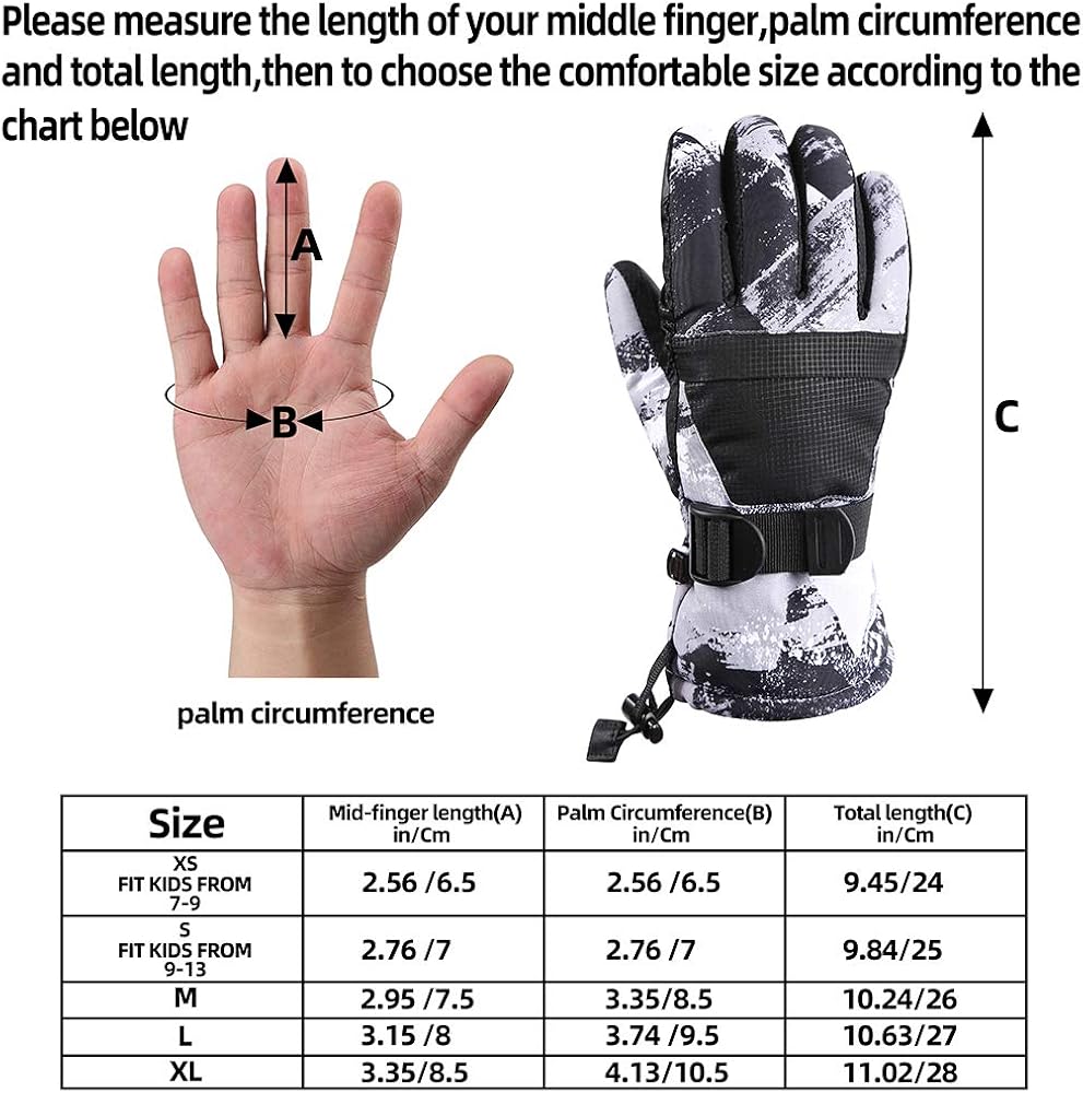 Ski Gloves, Warmest Waterproof and Breathable Snow Gloves for Mens, Womens, Ladies and Kids Skiing, for Parent Child Outdoor : Clothing